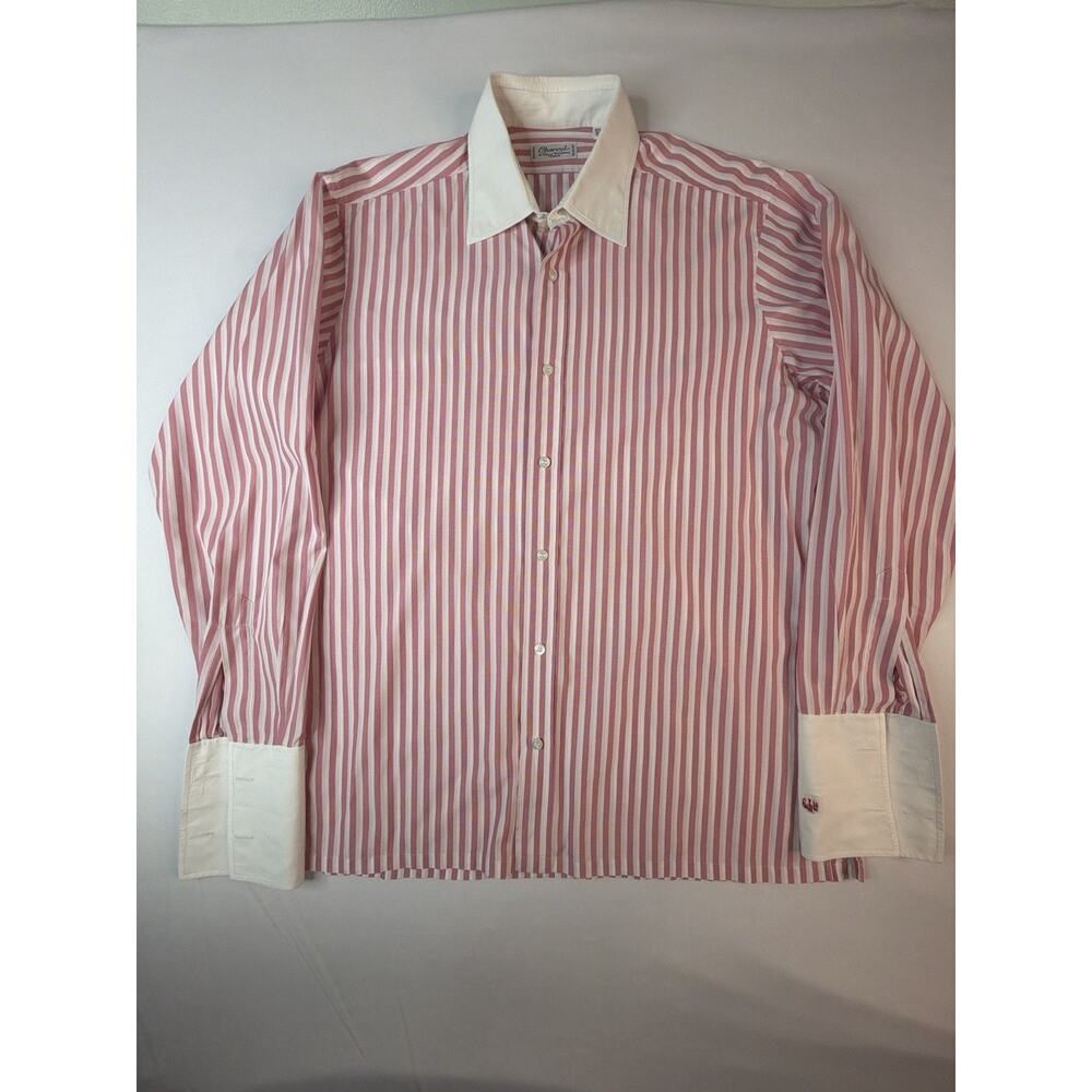 CHARVET Paris Place Vendome Mens Dress Shirt Pink Cotton 40 1/2. 16 Large Cuffed